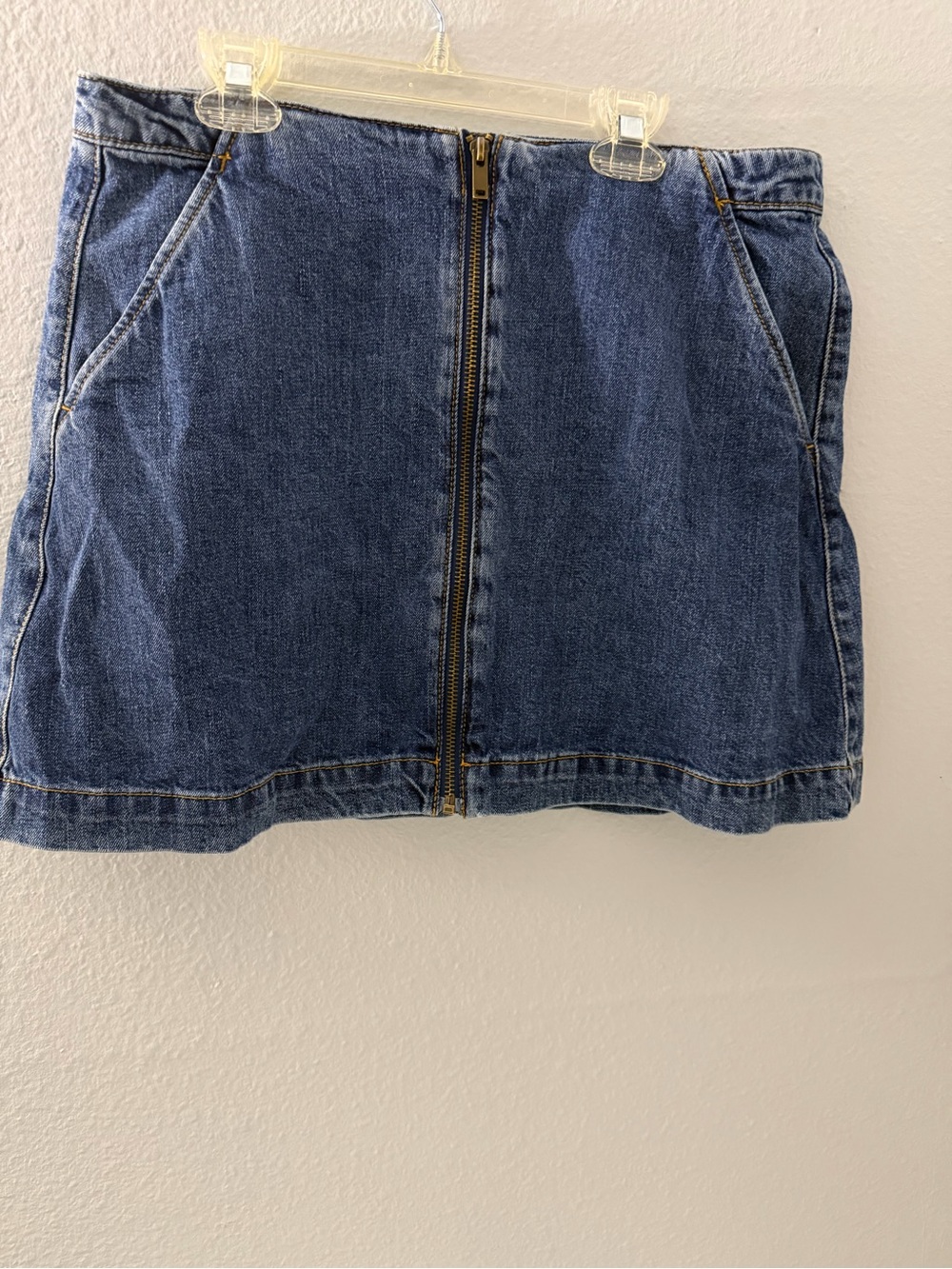Zara Dark Blue Zip-Front Denim Mini Skirt